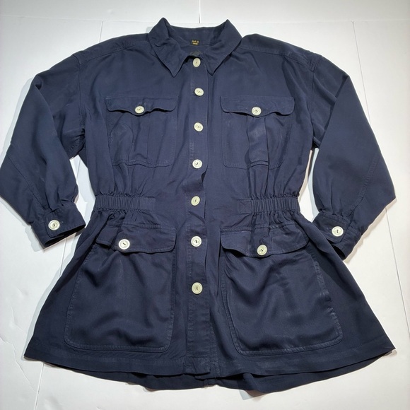Liz Sport Navy Blue Jacket Large Button Pockets - Picture 7 of 10